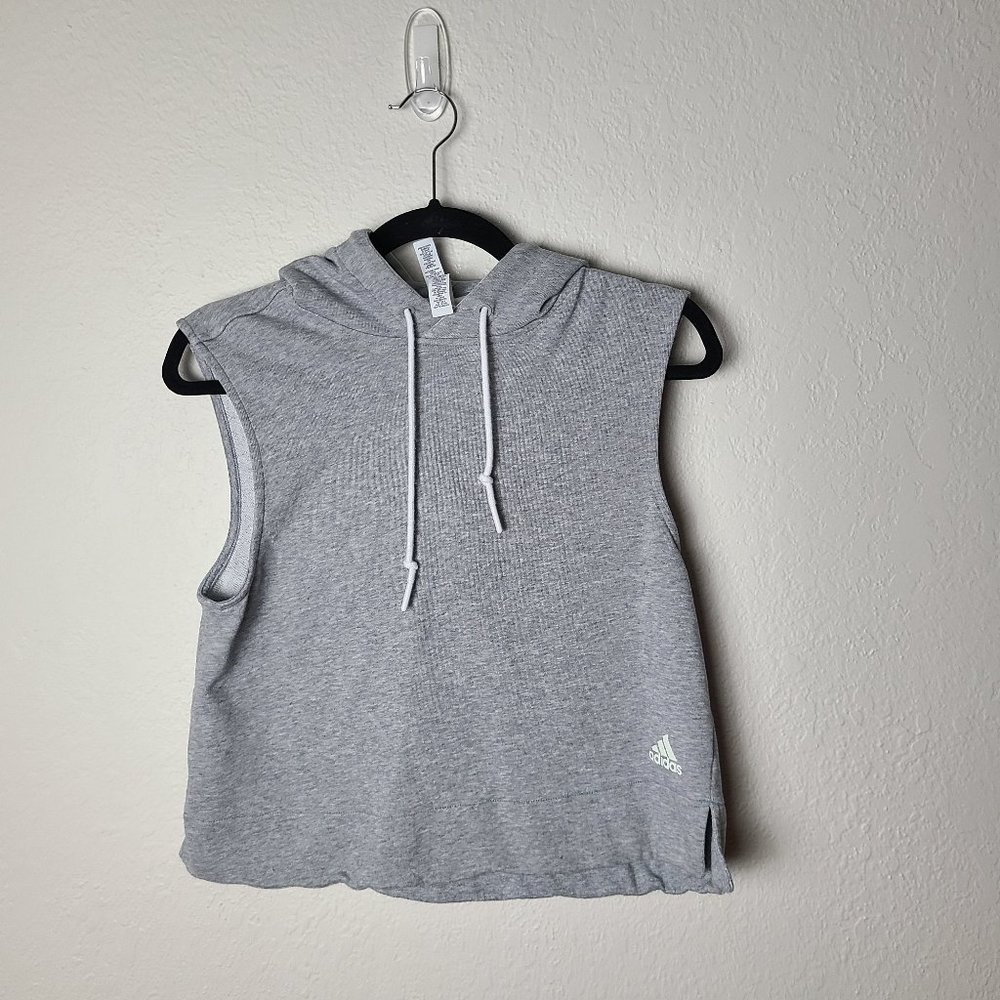 Adidas Grey Hooded Crop Sweater Size Small